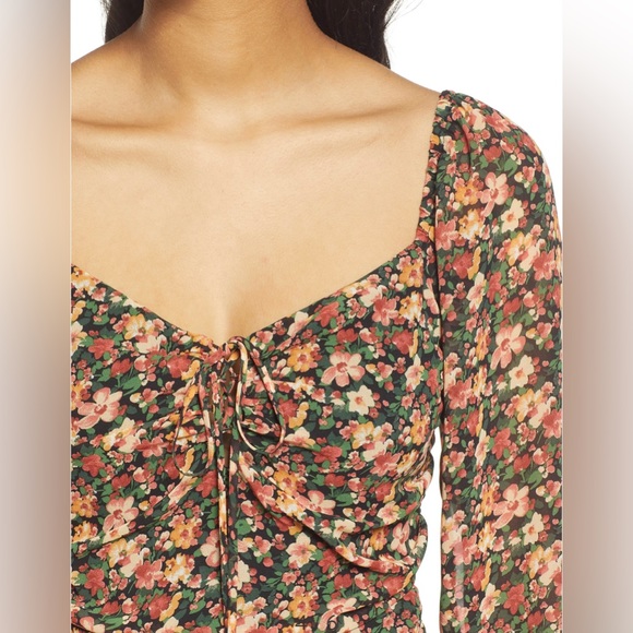 Floret Studios Floral Print long Sleeve minidress Size Medium - Picture 3 of 5